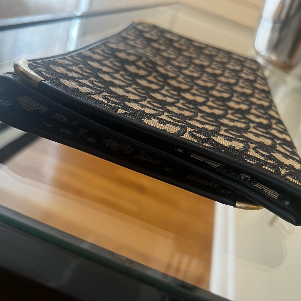 Vintage Christian Dior Trotter Authentic Clutch Navy and Tan - Picture 5 of 6